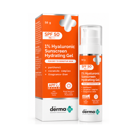 The Derma Co 1% Hyaluronic Sunscreen Hydrating Gel SPF 50 PA++++50g